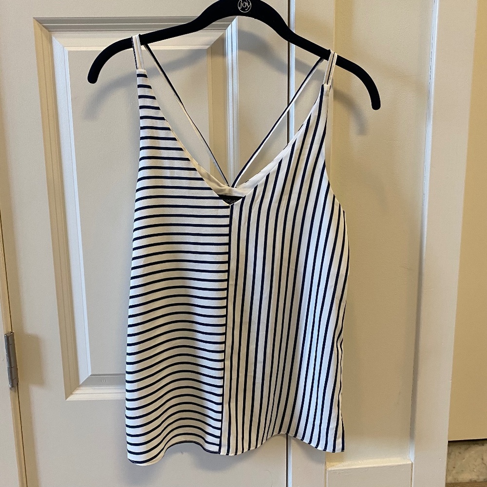 Topshop Navy and White Striped Tank Top